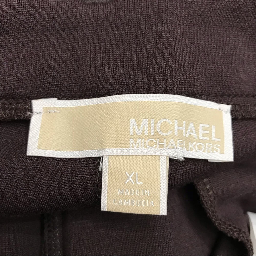 NWT Michael Kors Chocolate Gold Logo Slim Fit Knit Pants XL - Picture 12 of 13